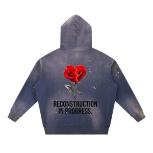 “WORKING ON ME” Vintage Washed Frayed Fleece Hoodie (BACK)