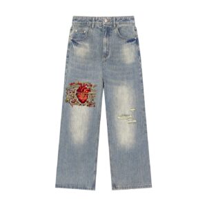 “THESE COULD BE LOVE SONGS” Vintage Wash Distressed Denim Jeans