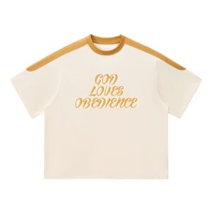 “GOD LOVES OBEDIENCE” Color Block Oversized T-Shirt