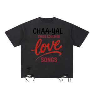 "THESE COULD BE LOVE SONGS" Snow Washed Raw-Hem T-Shirt (BRED)