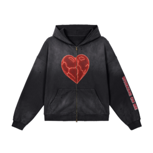 "W.O.M" RED HEART (NEON) ZIP HOODIE