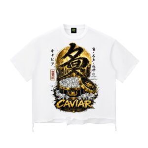 CG APPAREL "CAVIAR" Diamonds Snow Wash Raw-Hem Boxy T-shirt