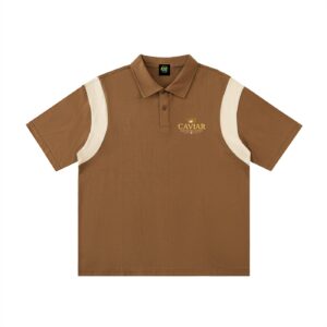 CG APPAREL "CAVIAR COLLECTION" Contrast Panel Cotton Polo Shirt