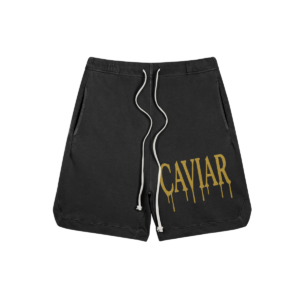 CG Apparel "CAVIAR" Gold Sparkle Clipped Corner Washed Sweat Shorts (Bundle)