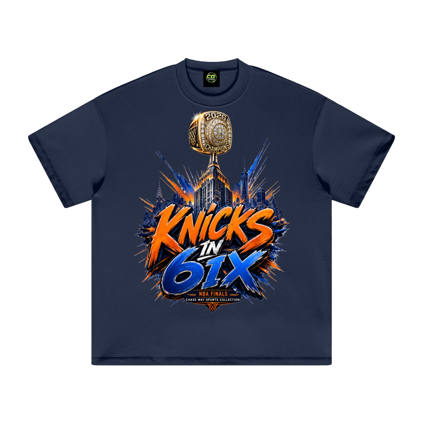 CG Apparel "KNICKS IN 6" Heavyweight Earth Tone T-Shirt - Image 22