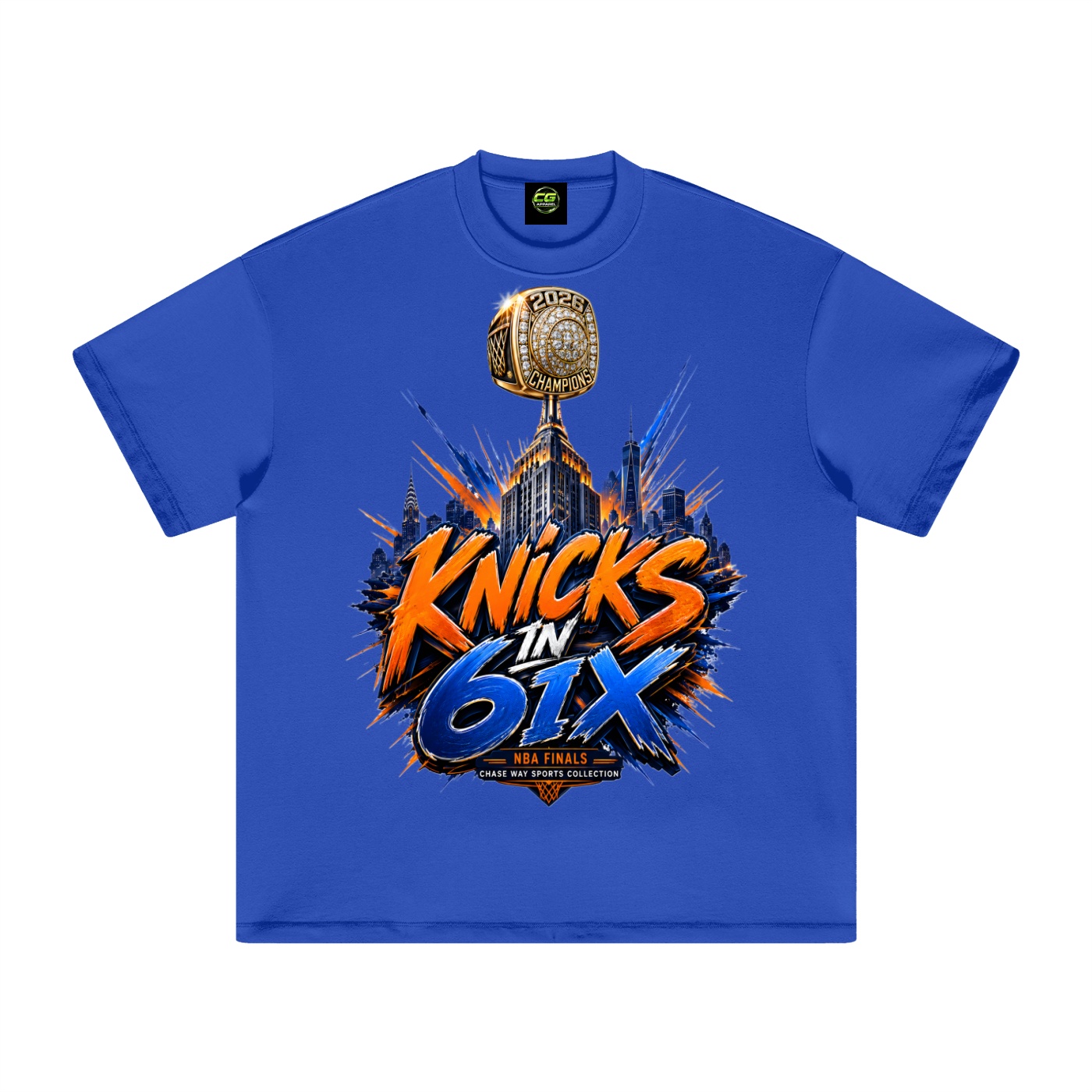 CG Apparel "KNICKS IN 6" Heavyweight Earth Tone T-Shirt