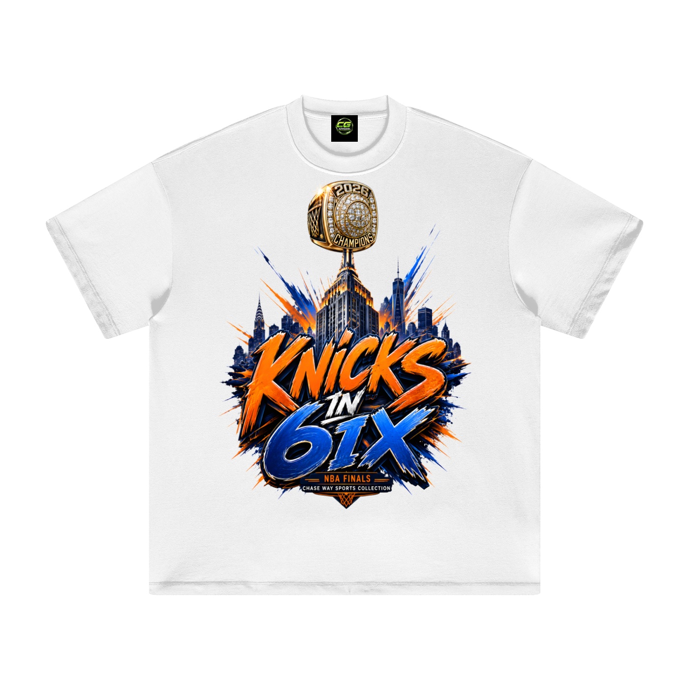 CG Apparel "KNICKS IN 6" Heavyweight Earth Tone T-Shirt - Image 5