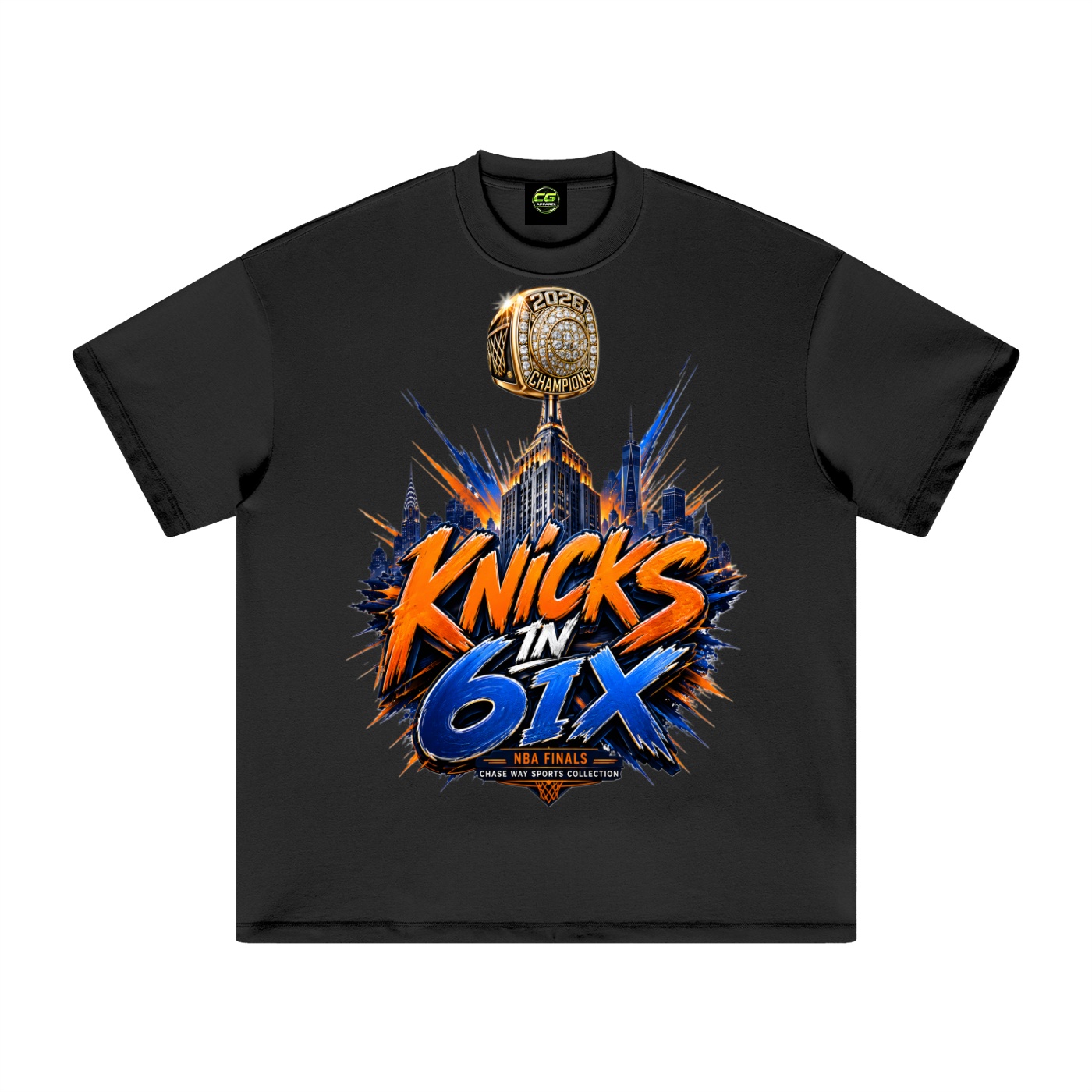 CG Apparel "KNICKS IN 6" Heavyweight Earth Tone T-Shirt - Image 2