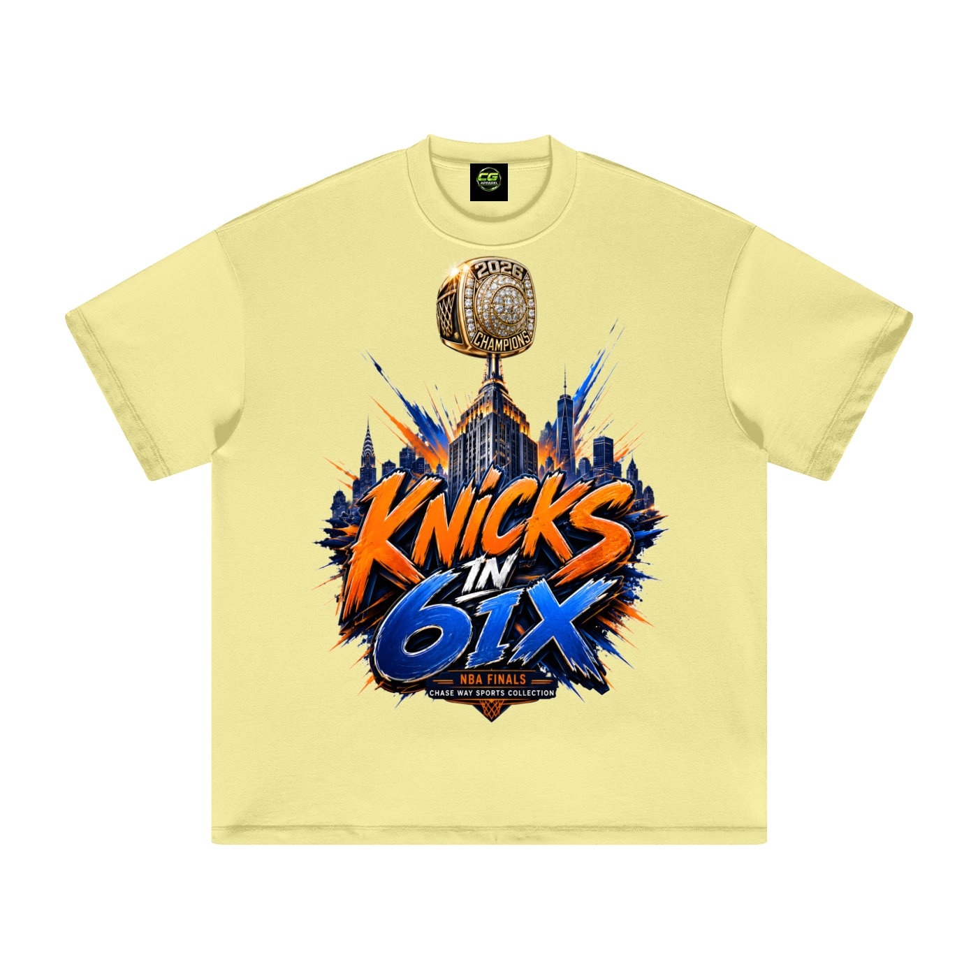 CG Apparel "KNICKS IN 6" Heavyweight Earth Tone T-Shirt - Image 11