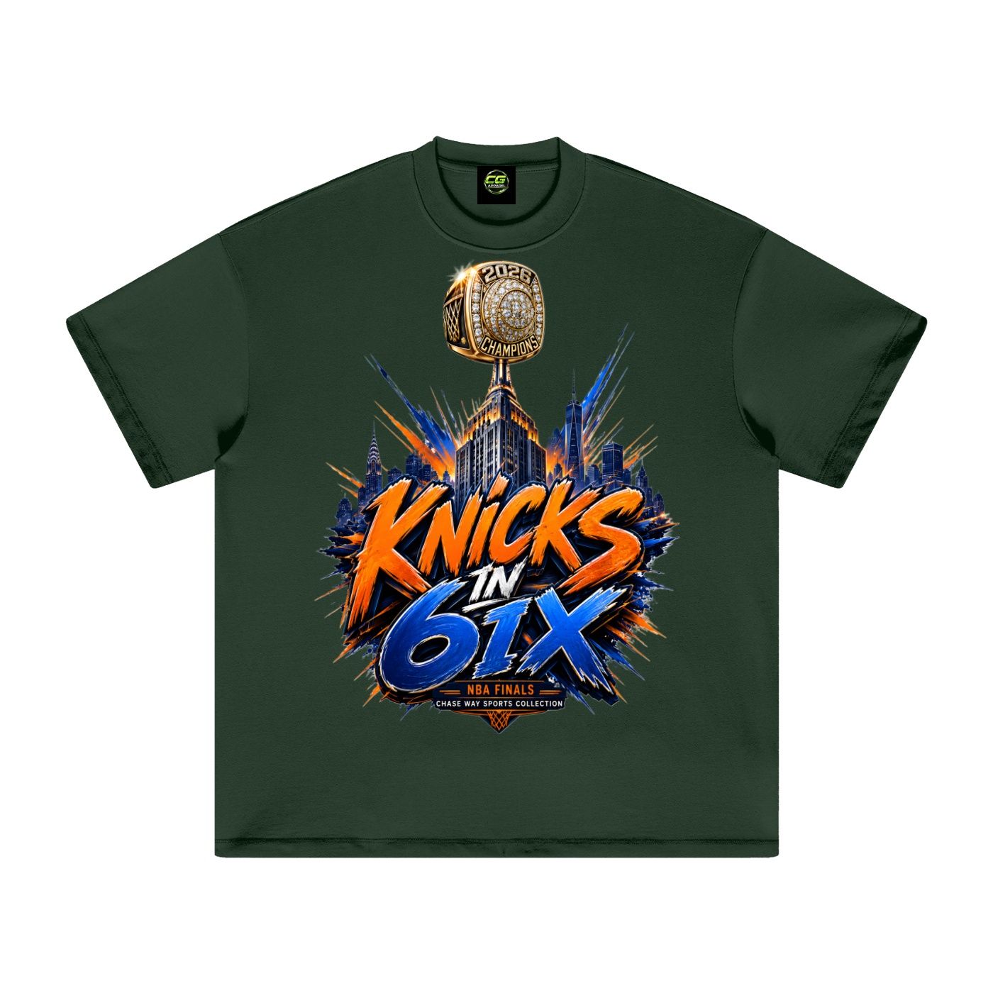 CG Apparel "KNICKS IN 6" Heavyweight Earth Tone T-Shirt - Image 25