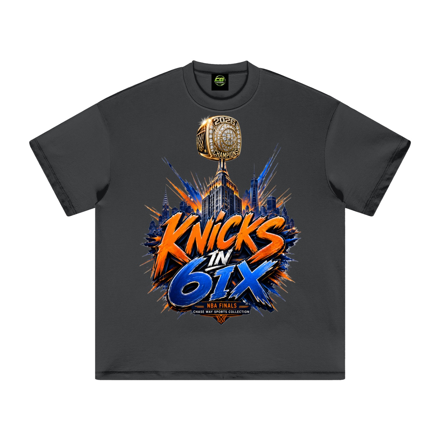 CG Apparel "KNICKS IN 6" Heavyweight Earth Tone T-Shirt - Image 28