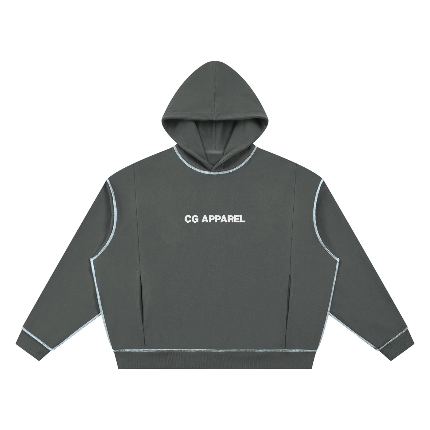 CG Apparel Embroidered Unisex Boxy Heavyweight Topstitch Hoodie - Image 7